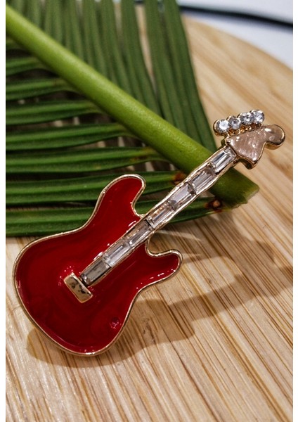 Kırmızı Gitar Figürlü Broş fiyatları