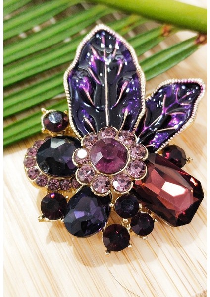 Mor Demet Gül Figürlü Broş fiyatları