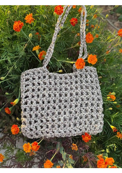 El Yapımı Makrome ve Kağıt Ip Omuz Çantası – Çıtçıtsız, Bohem & Doğal modelleri