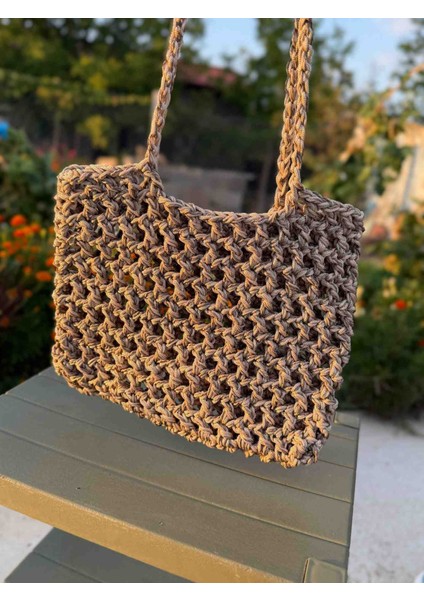 El Yapımı Makrome ve Kağıt Ip Omuz Çantası – Çıtçıtsız, Bohem & Doğal fırsatları