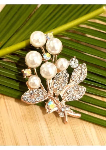 Demet Gül Incili Figürlü Broş fiyatları