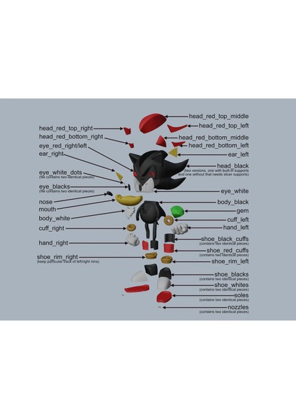 Shadow Sonic Figür 15CM Parçaları Birleştir Puzzle Kit - Yapıştırıcı Yanında
