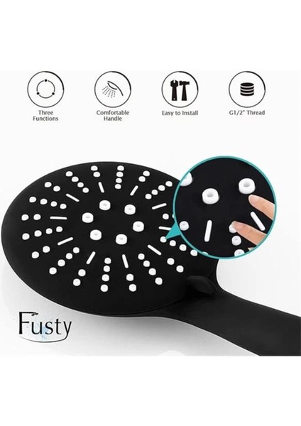 Mat Siyah 3 Fonksiyonlu Yüksek Basınçlı El Duşu, Dayanıklı ve Şık Tasarım indirimleri