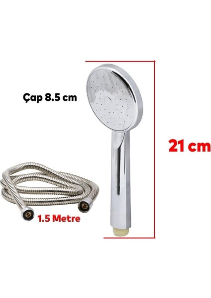 Gri Banyo Duş Seti, Yuvarlak Klasik Başlık, Metal Hortum, Fişkiye, Şık ve Kullanışlı fiyatları