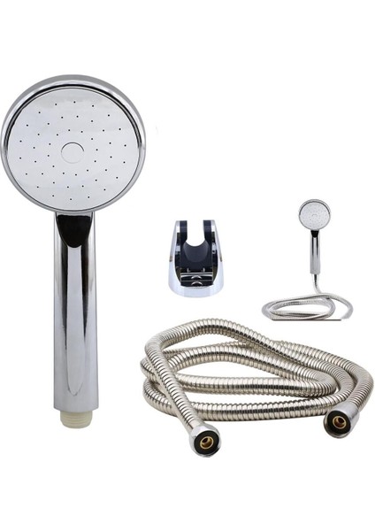 Gri Banyo Duş Seti, Yuvarlak Klasik Başlık, Metal Hortum, Fişkiye, Şık ve Kullanışlı modelleri