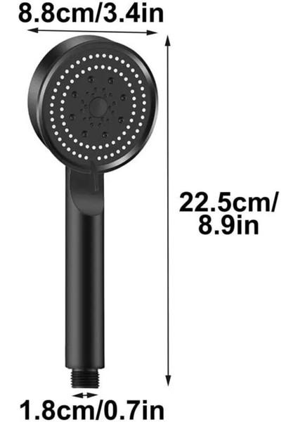 5 Fonksiyonlu Siyah Su Tasarruflu Duş Başlığı modelleri