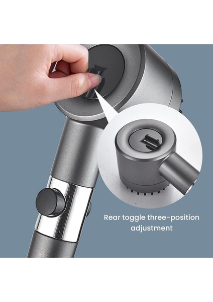 Su Masajlı, Kademeli, Yüksek Basınç, Filtreli, Tasarruflu Duş Başlığı Siyah