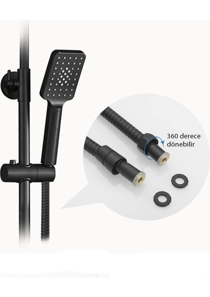 Siyah 1.5 M Duş Hortumu, Tüm Başlıklarla Uyum Sağlayan Bağlantı Aksesuarı indirimleri