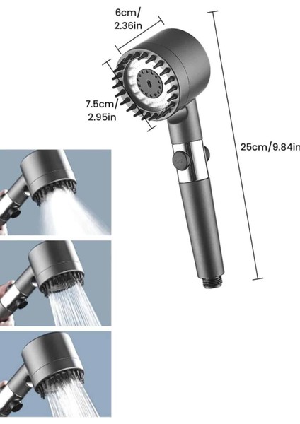 Paslanmaz Çelik Çok Renkli Ergonomik Masajlı Su Basınçlı Duş Başlığı indirimleri