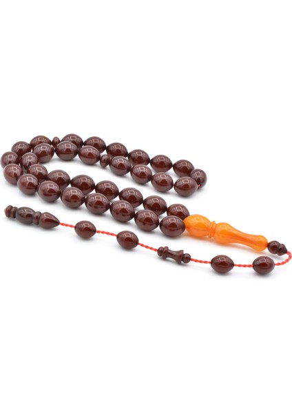 Usta Işi Beyzi Tıraşlı Imameli Vişne Rengi Sıkma Kehribar Tesbih