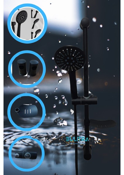 Mat Siyah Yuvarlak Çok Fonksiyonlu Sürgülü Duş Seti fiyatları