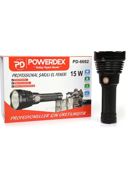 15 Watt 1000 Lümen Profesyonel Şarjlı El Feneri PD-6692 modelleri