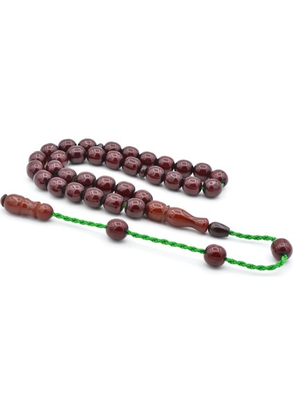 Usta Işi Sistemli Küre Kesim Çubuk Malzeme Kırmızı Sıkma Kehribar Tesbih 131