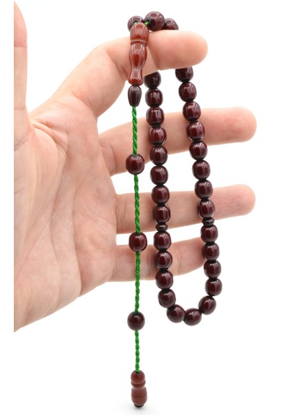 Usta Işi Sistemli Küre Kesim Çubuk Malzeme Kırmızı Sıkma Kehribar Tesbih 131 modelleri