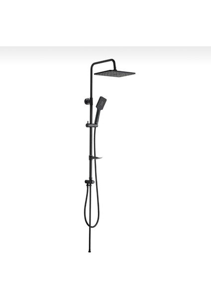 Mat Siyah Büyük Kare Duş Başlığı ve Batarya Seti, Şık Tasarım ve Rahat Kullanım