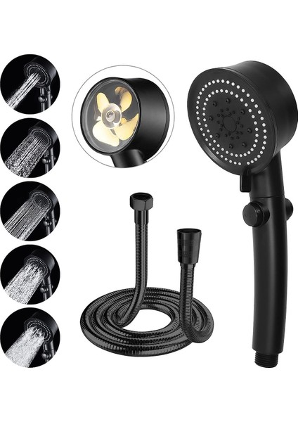 Yüksek Basınçlı 5 Fonksiyonlu Ayarlanabilir Duş Seti, 150CM Hortum ve Mafsal Beyaz