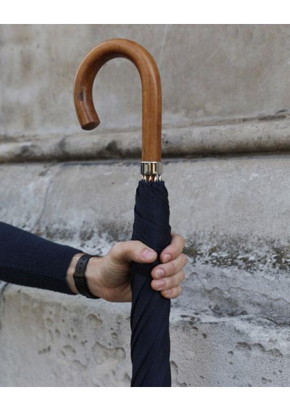 Siyah Ahşap Saplı 16 Çelik Telli Ultra Premium Lüks Erkek Baston Şemsiye modelleri