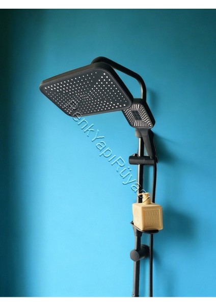 Kare Siyah Çelik Spiralli Çok Fonksiyonlu Banyo Duş Başlığı Seti fiyatları