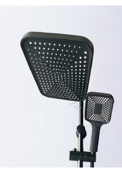 Kare Siyah Çelik Spiralli Çok Fonksiyonlu Banyo Duş Başlığı Seti modelleri