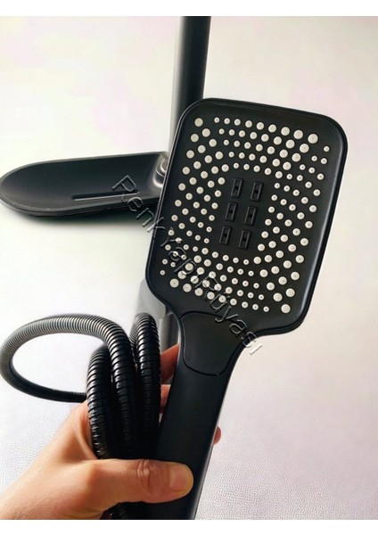 Kare Siyah Çelik Spiralli Çok Fonksiyonlu Banyo Duş Başlığı Seti indirimleri