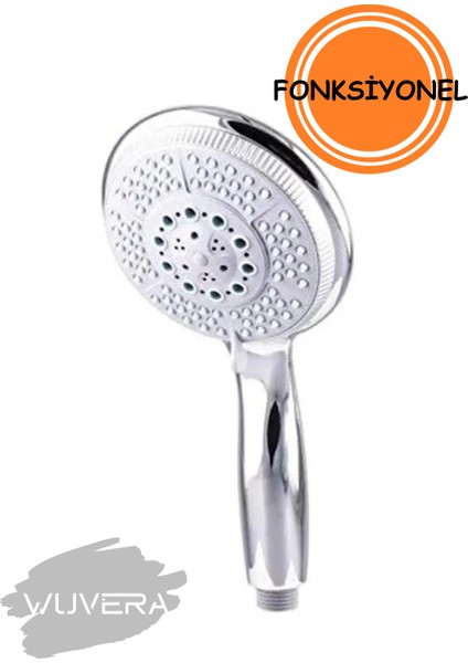 Fonksiyonlu Mega Elit Banyo Duş Başlığı ve Fıskiye, Şık Gri Tasarım