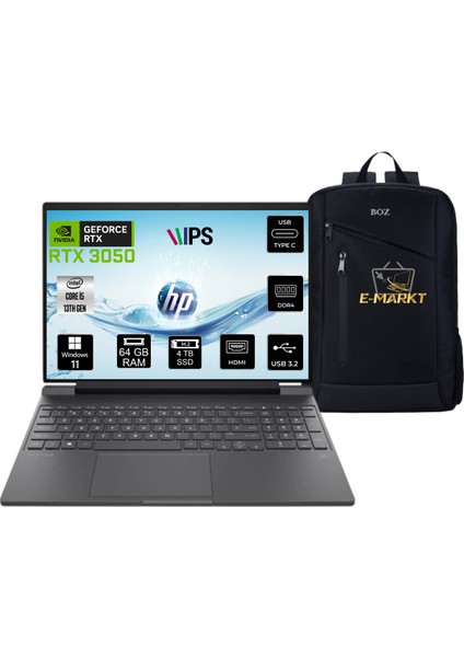 Victus Gaming 15-FA2704NT Intel Core I5 13420H 64GB 4tb SSD RTX3050 WIN11 15.6" + Boz Çanta