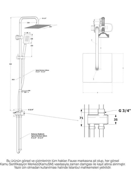 Renkli Kolonlu Duş Seti, Slim Çelik Başlık, Modern ve Şık Tasarım KDS101 indirimleri