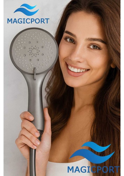 Gri 3 Fonksiyonlu El Duşu, Şık ve Kullanışlı Temizlik Aracı