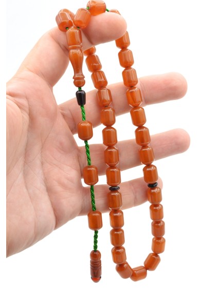 Usta Işi Sistemli Fıçı Kesim Çubuk Malzeme Turuncu Sıkma Kehribar Tesbih 130 modelleri