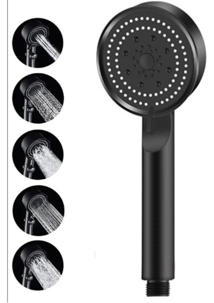 5 Fonksiyonlu Siyah Duş Başlığı ve Hortumu Seti, 150 Cm, Askı Mafsal ile fiyatları