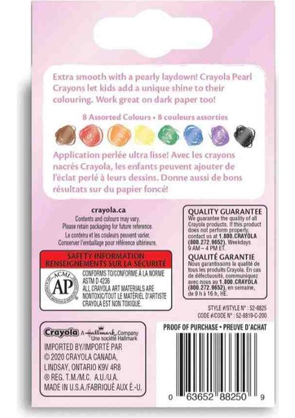8 Pearl Crayons-Amerikan-Nontoxic-8 Inci Renkli Mum Boya Seti fiyatları