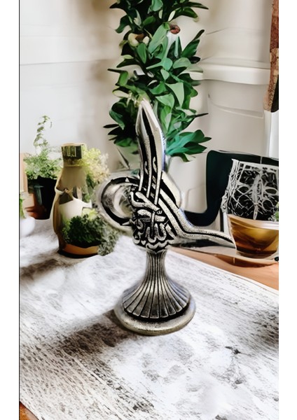 Osmanlı Tuğra Figürü Besmele Gümüş Eskitme polyester Figür