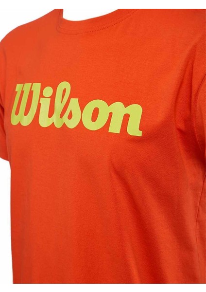 M Script Logo Cotton Turuncu Erkek Tenis T-Shirt fiyatları