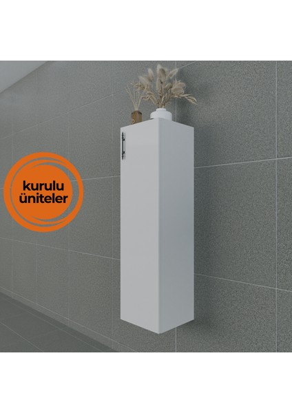 Volans-L 30 cm Çok Amaçlı Asma Dolap Parlak Beyaz MDF Lam Sol Menteşe