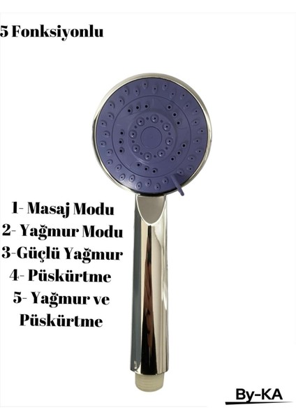 Gri 5 Fonksiyonlu Duş Başlığı, Konfor ve Şıklık Sunar