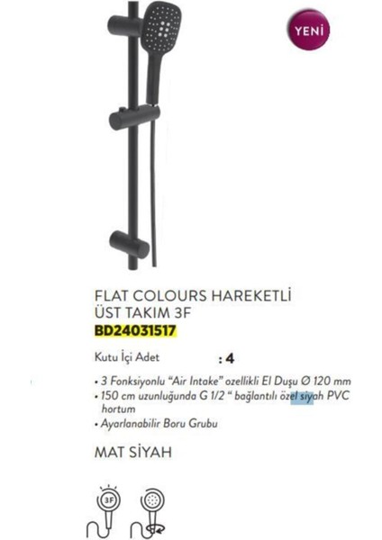 Hareketli Üst Takım, Ayarlanabilir Boru Aparatı, 3 Fonksiyonlu Duş Başlığı fiyatları