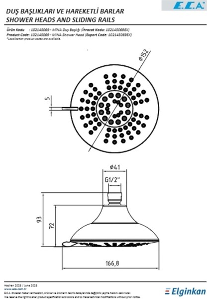Yuvarlak Banyo Duş Başlığı, 15X15 Cm, Şık ve Kullanışlı Tasarım fiyatları