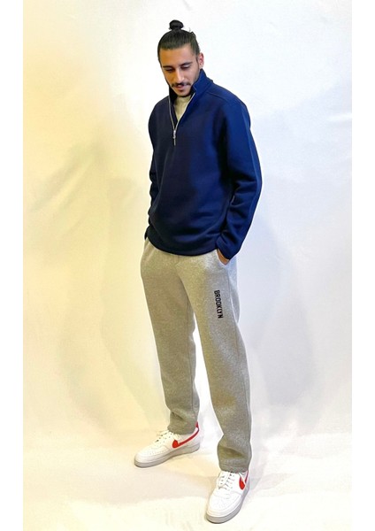 Erkek Rahat Kalıp Içi Polarlı 3 Iplik Yarım Fermuarlı Sweatshırt SPR24SW21