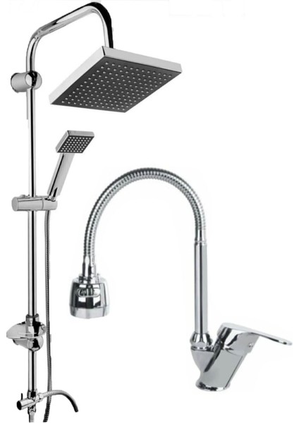 Krom Mutfak Bataryası ve Duş Robotu, Şık ve Modern Tasarım