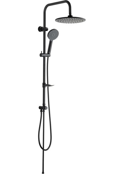 Kolonlu Tepe Duş Seti, 3 Fonksiyonlu Siyah El Başlıklı, Modern Tasarım