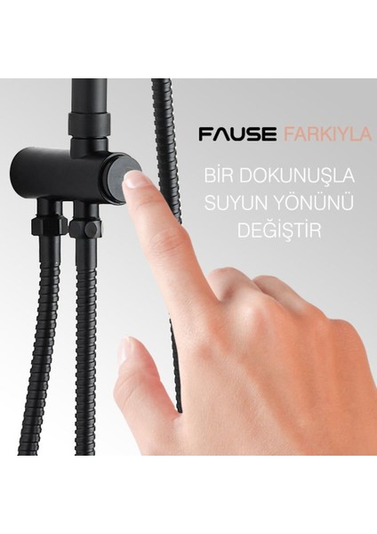 Kolonlu Tepe Duş Seti, 3 Fonksiyonlu Siyah El Başlıklı, Modern Tasarım modelleri