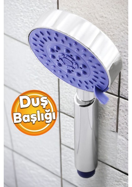 4 Fonksiyonlu Banyo Duş Başlığı, El Fiskiyesi, Mor Renkli