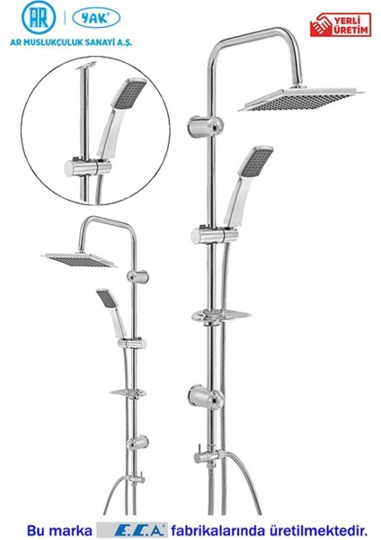 Beyaz Ar Suga Duş Kolonu ve Başlık Seti, Şık ve Kullanışlı Tasarım