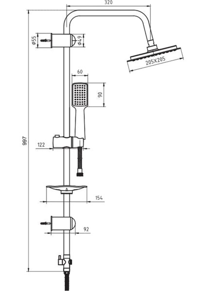 Beyaz Ar Suga Duş Kolonu ve Başlık Seti, Şık ve Kullanışlı Tasarım fiyatları