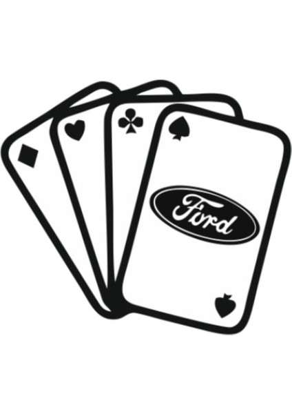 Ford Için Özel Yeni Uyumlu Aksesuar Iskambil Oto Özel Yeni Sticker Siyah 13*11 cm