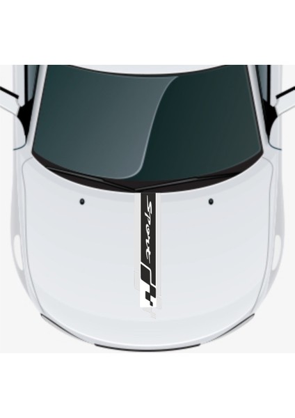 Sport Yazılı Oto Kaput Şerit Sticker 60 x 15 cm