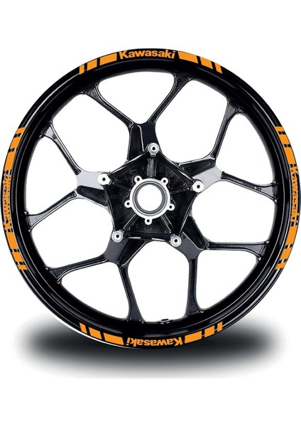 Kawasakı Yazılı Kısa Dış Şerit 16'lı Tek Renk Jant Sticker Modeli