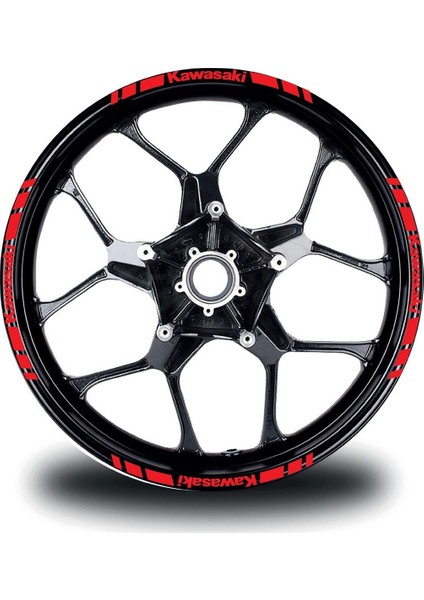 Kawasakı Yazılı Kısa Dış Şerit 16'lı Tek Renk Jant Sticker Modeli modelleri