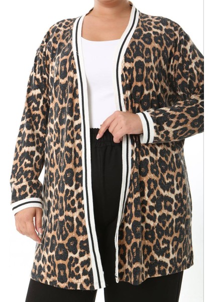 Kadın Büyük Beden Şerit Detaylı Desenli Uzun Kollu Esnek Viskon Hırka 25003 fiyatları