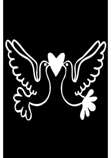 Öpüşen Kuşlar Sticker Tip 1 Sticker 30 x 24 cm modelleri